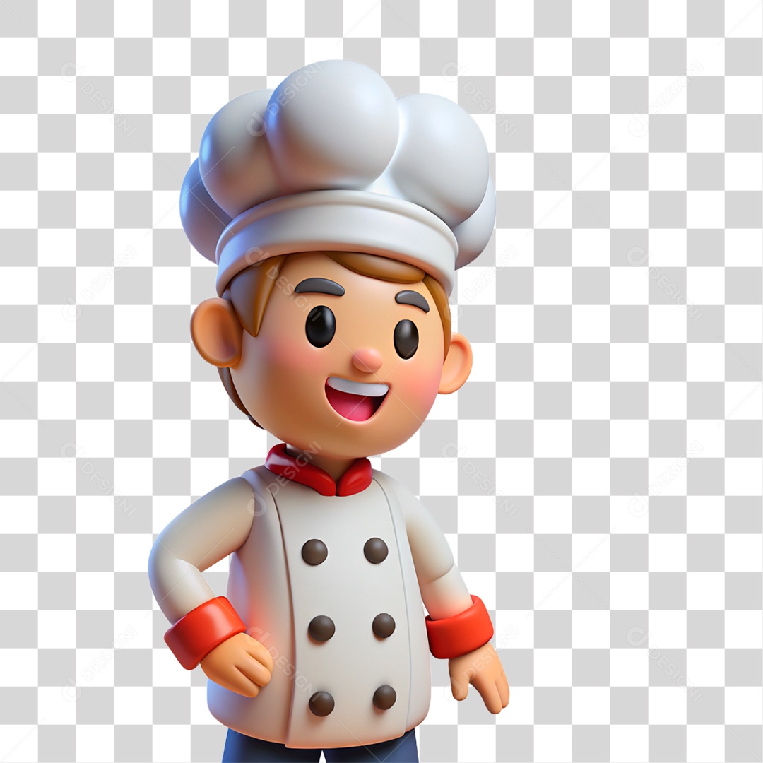 Personagem 3D Chef de Cozinha PNG Transparente