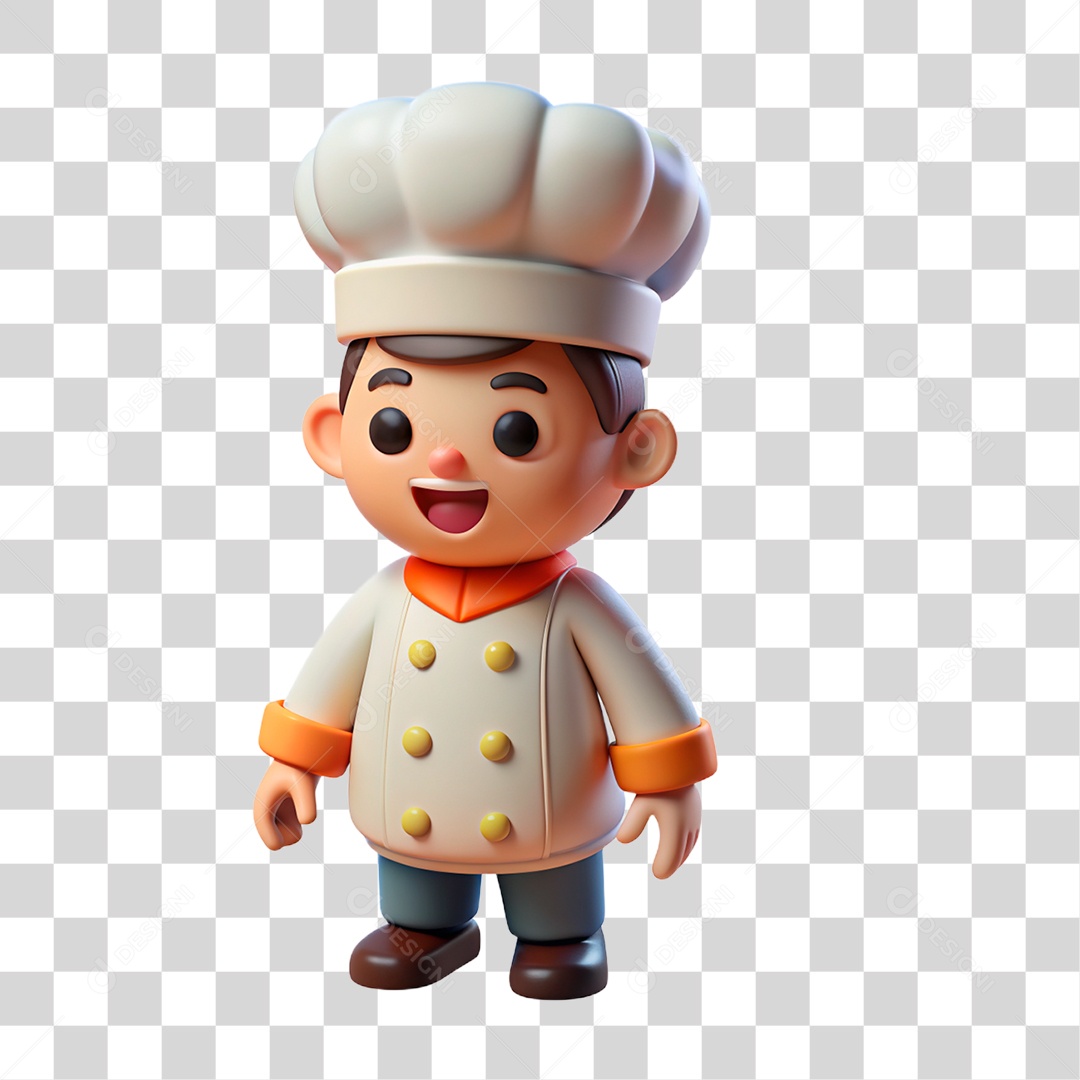 Personagem 3D Chef de Cozinha PNG Transparente