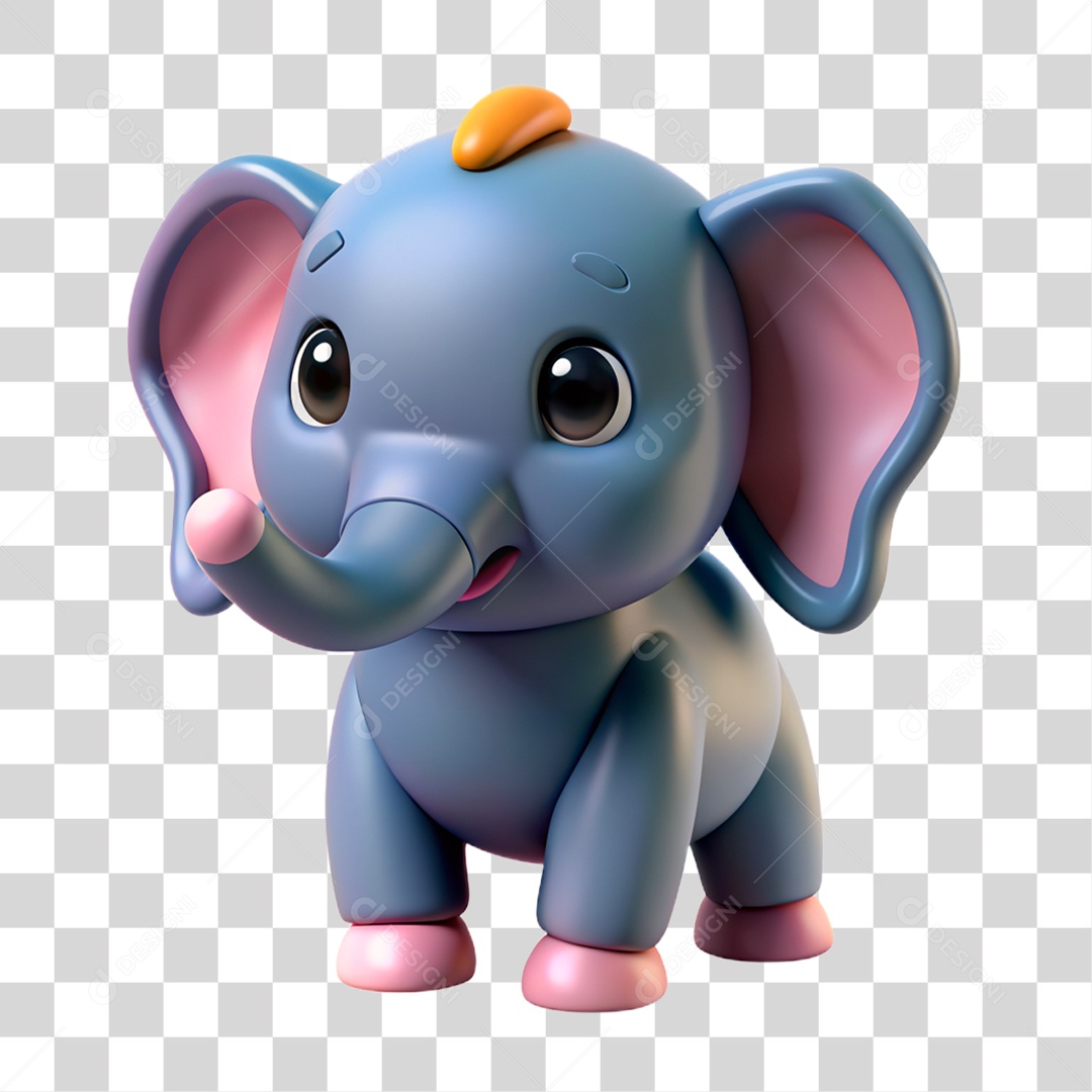 Mascote 3D Elefante PNG Transparente