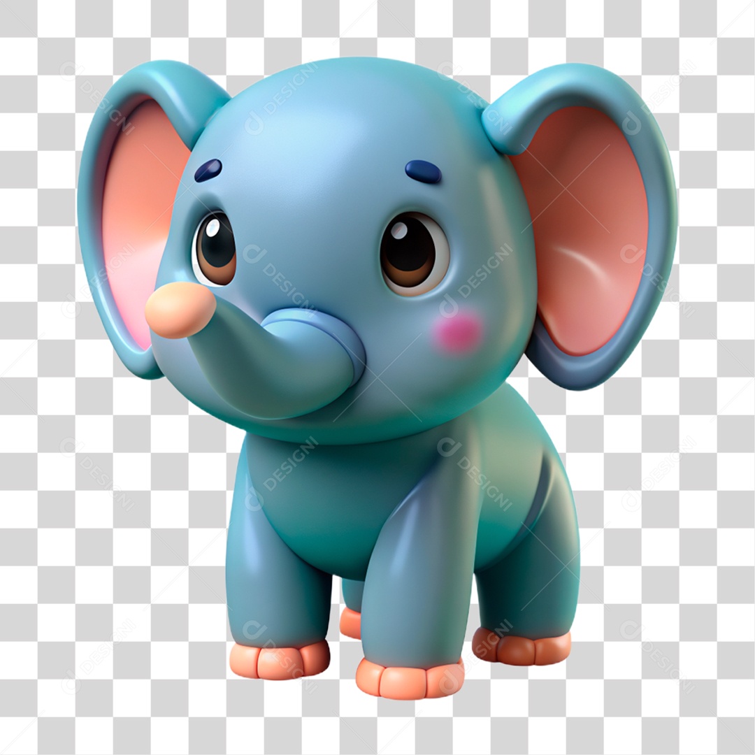 Mascote 3D Elefante PNG Transparente