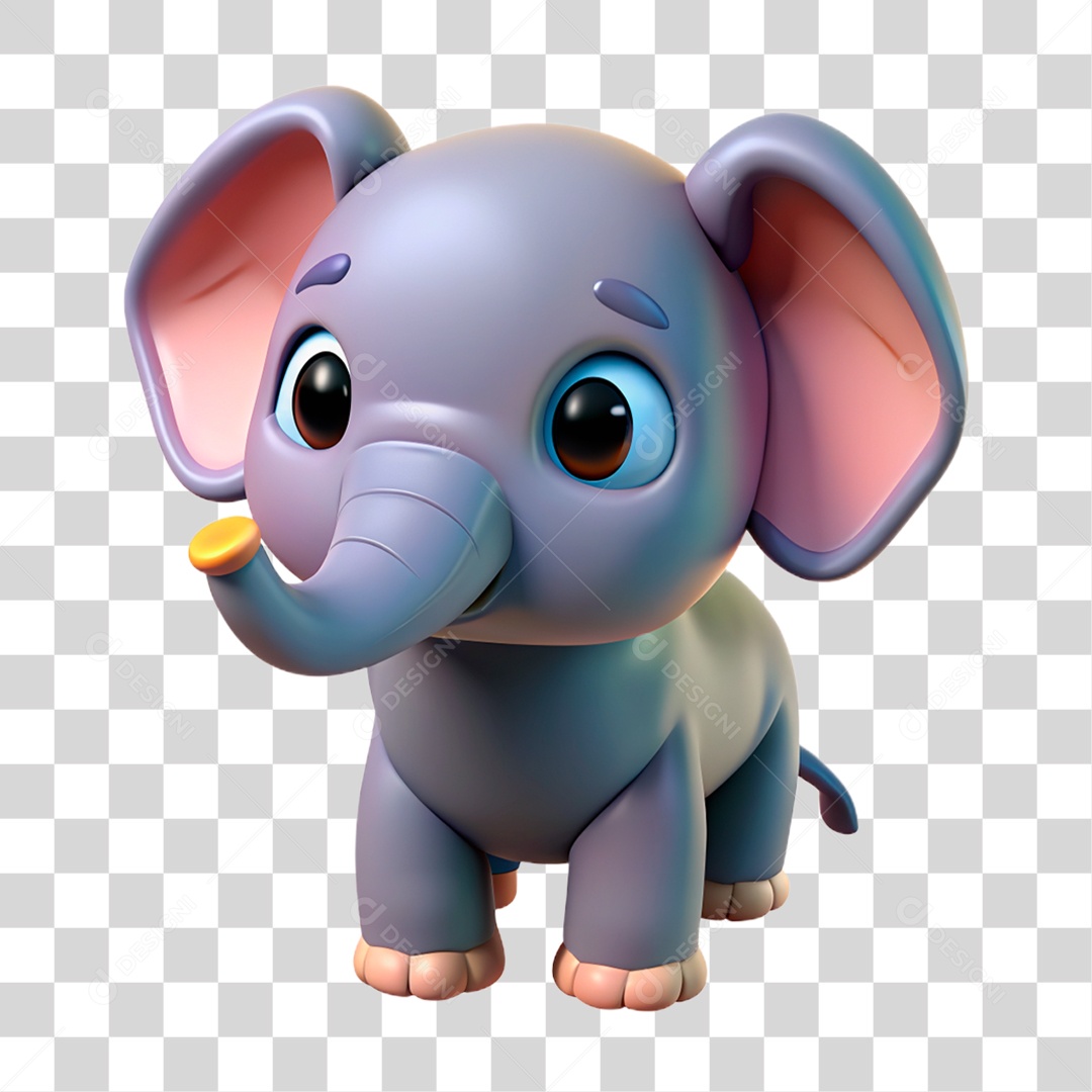 Mascote 3D Elefante PNG Transparente