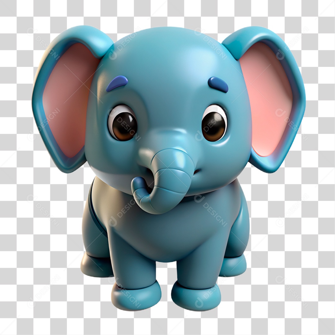 Mascote 3D Elefante PNG Transparente
