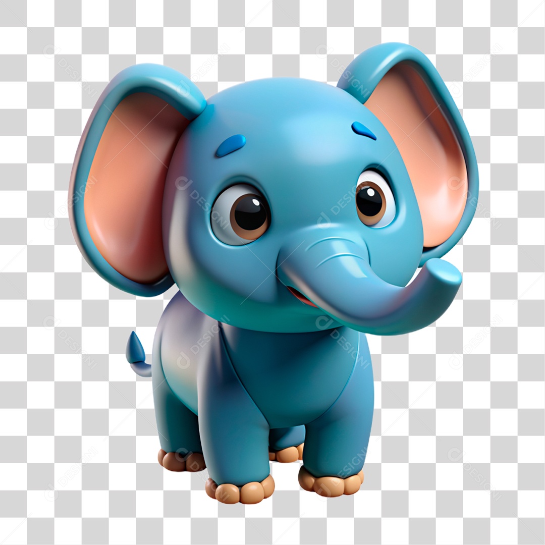 Mascote 3D Elefante PNG Transparente