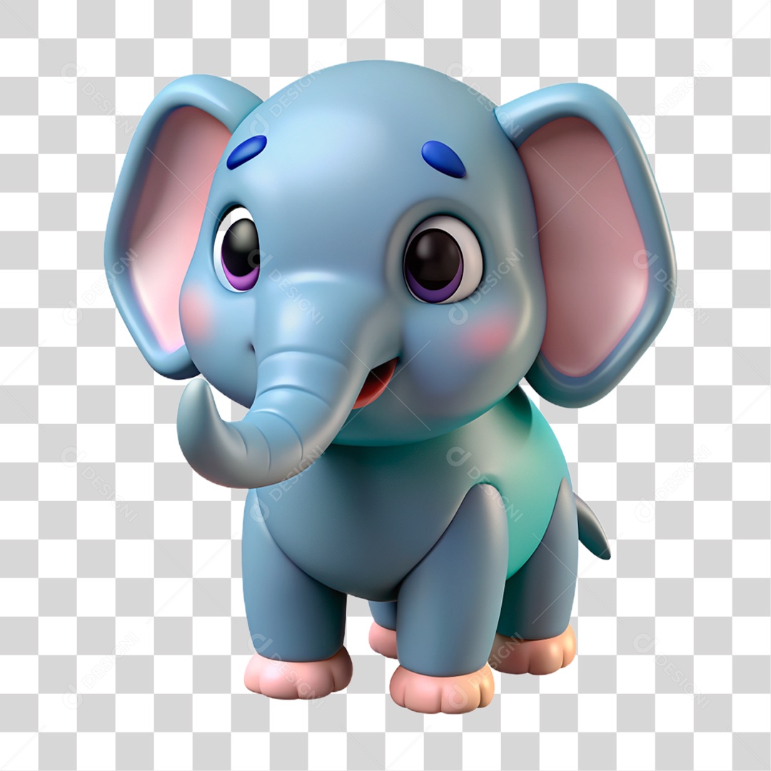 Mascote 3D Elefante PNG Transparente