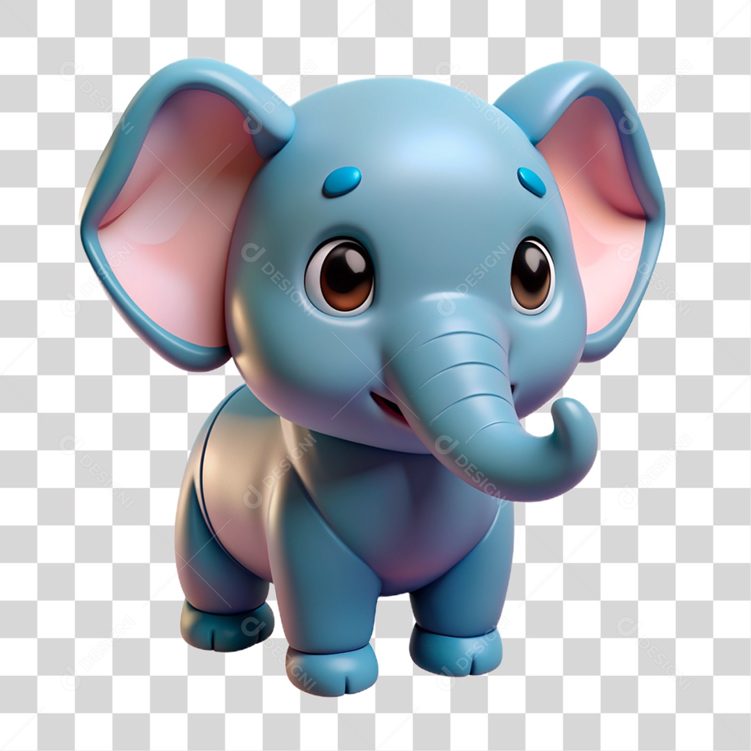 Mascote 3D Elefante PNG Transparente