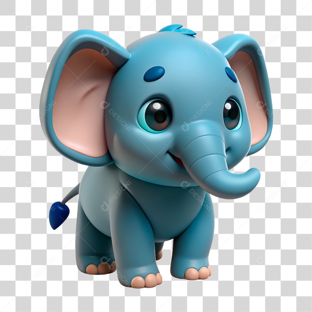Mascote 3D Elefante PNG Transparente