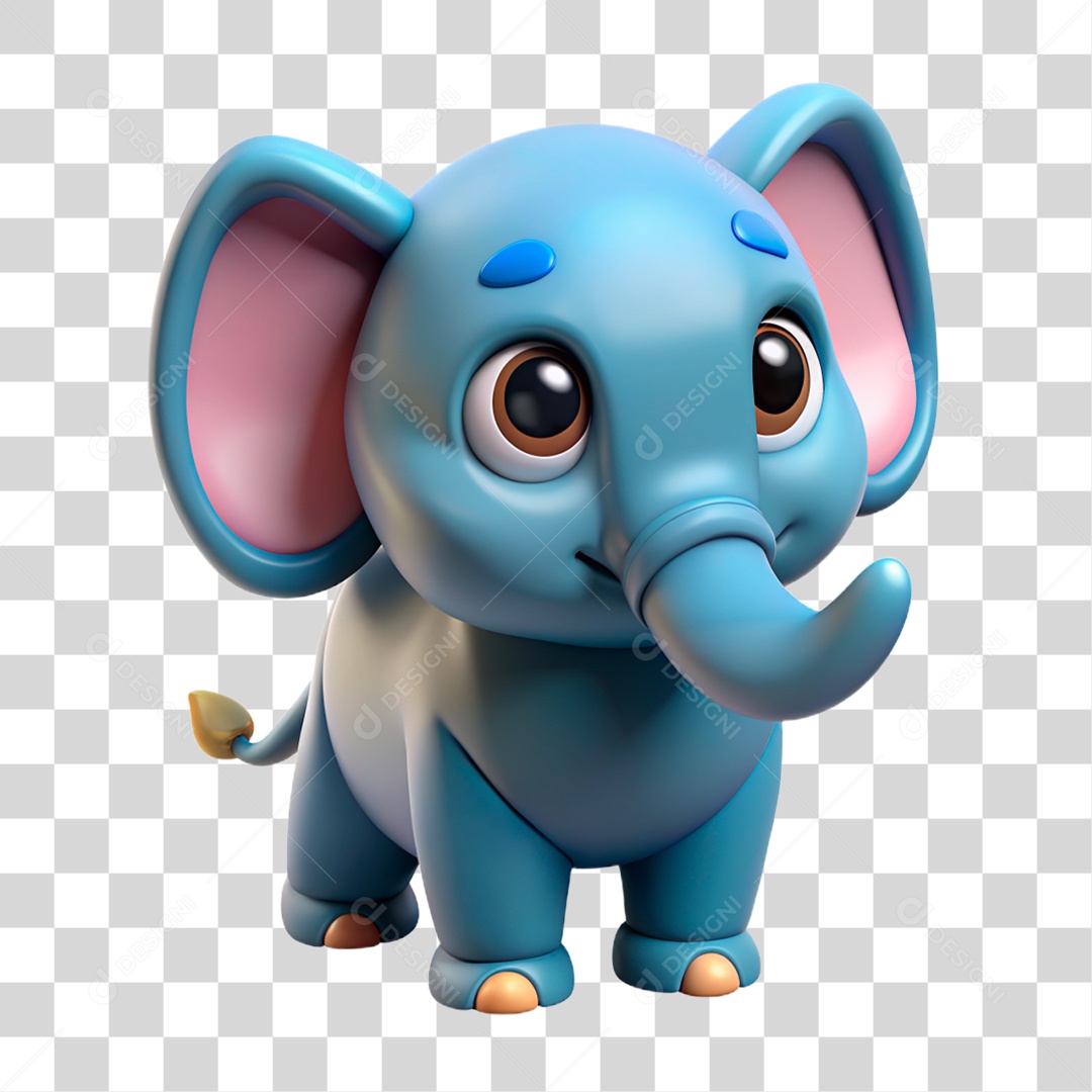Mascote 3D Elefante PNG Transparente