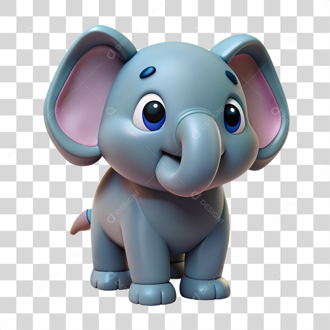 Mascote 3D Elefante PNG Transparente