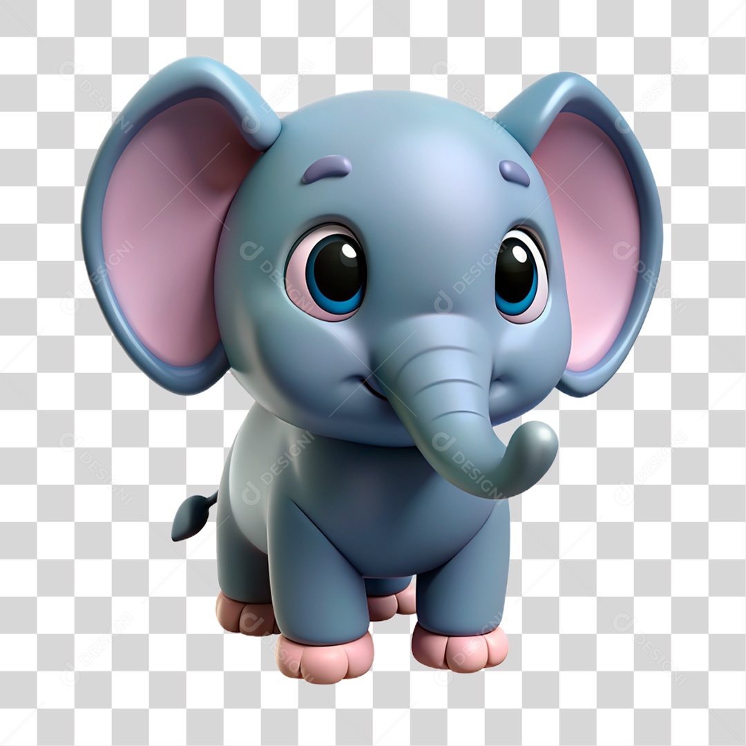 Mascote 3D Elefante PNG Transparente