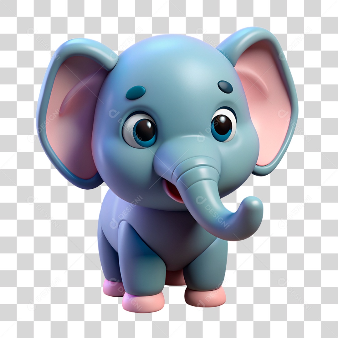 Mascote 3D Elefante PNG Transparente