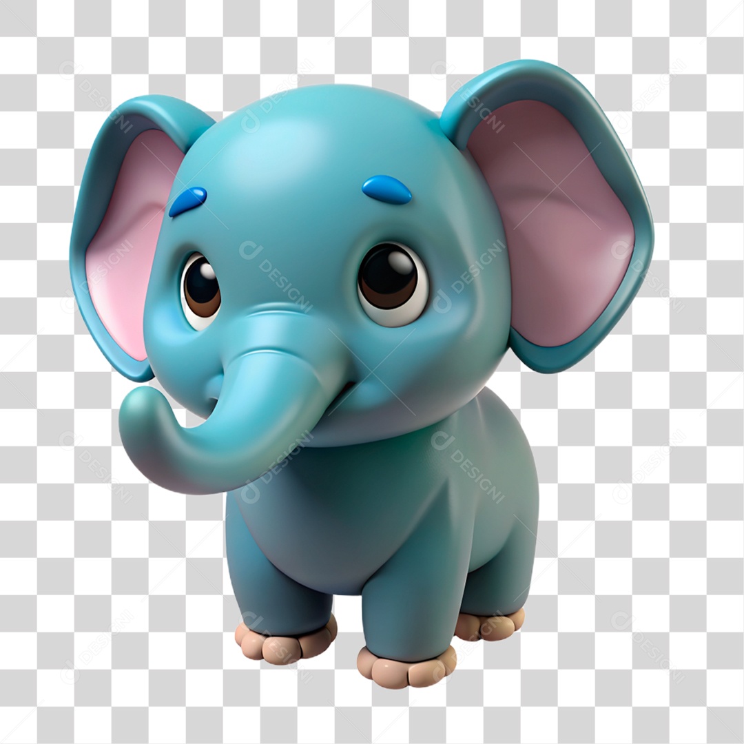 Mascote 3D Elefante PNG Transparente