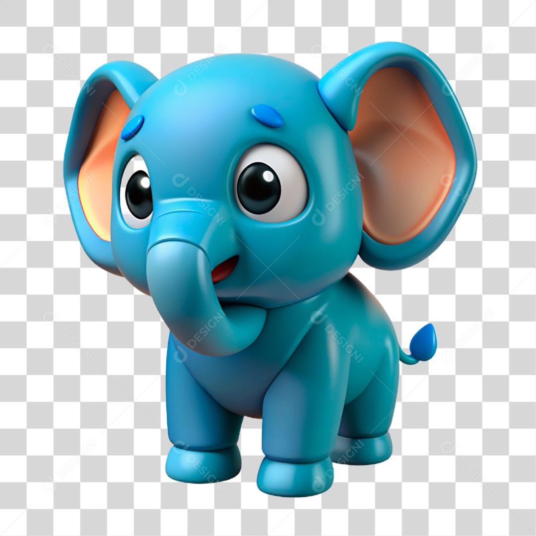 Mascote 3D Elefante PNG Transparente