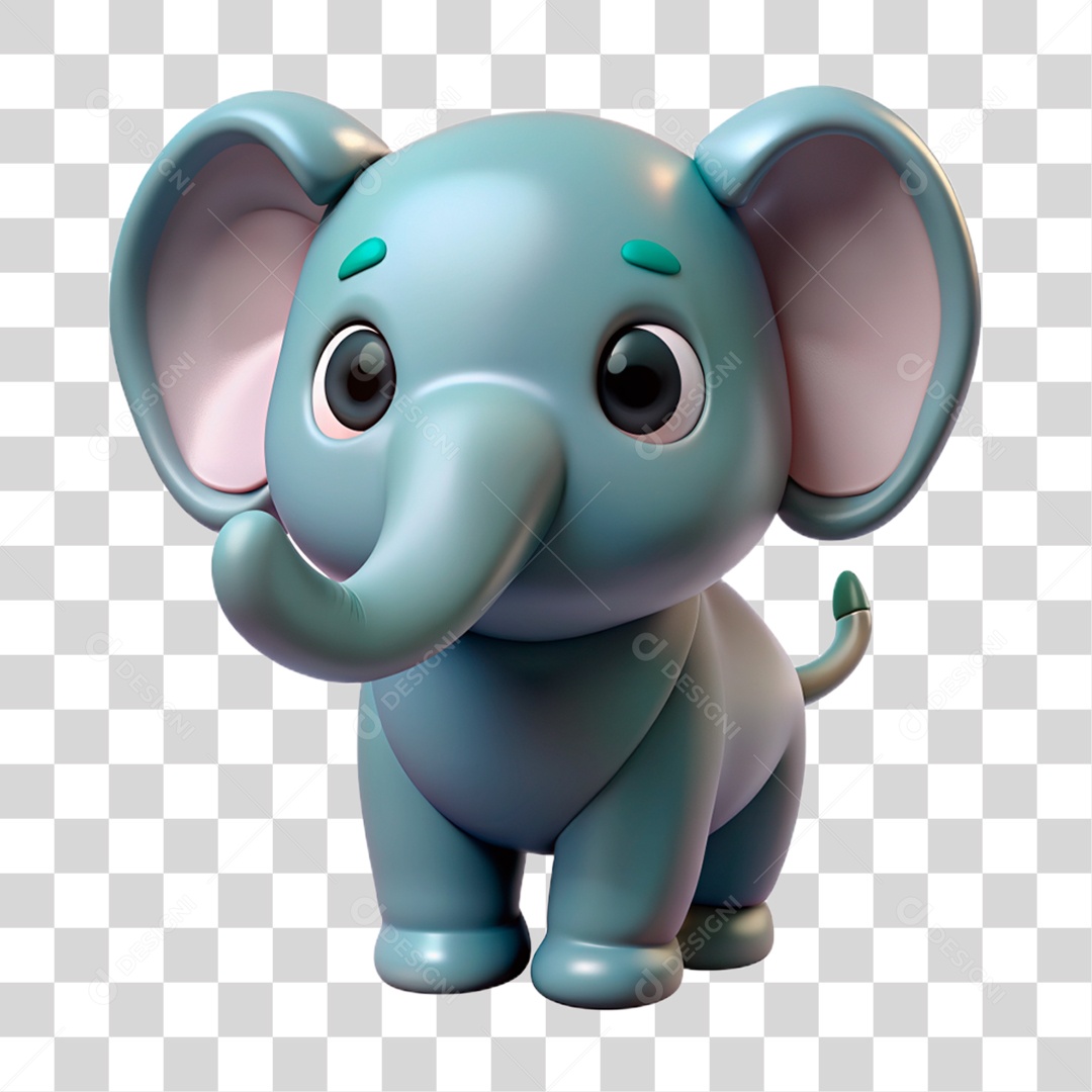 Mascote 3D Elefante PNG Transparente