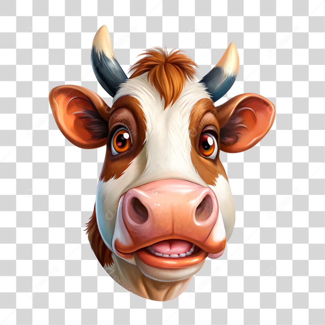 Mascote 3D Vaca Pintada PNG Transparente