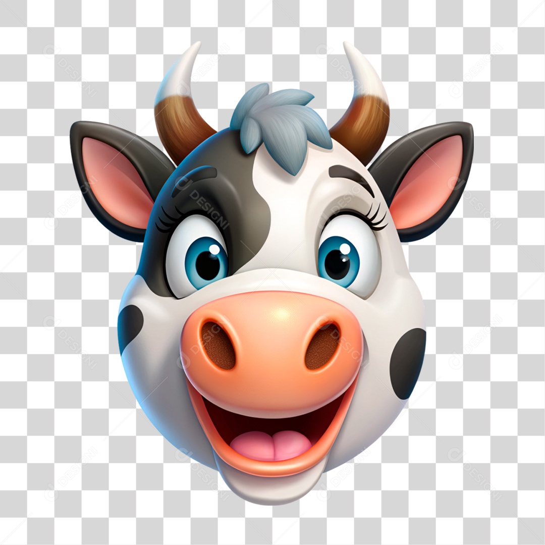 Mascote 3D Vaca Pintada PNG Transparente