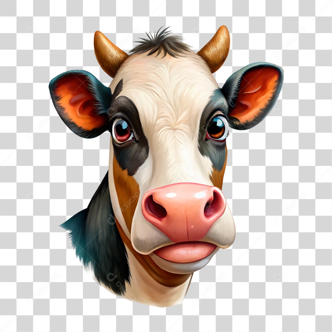 Mascote 3D Vaca Pintada PNG Transparente