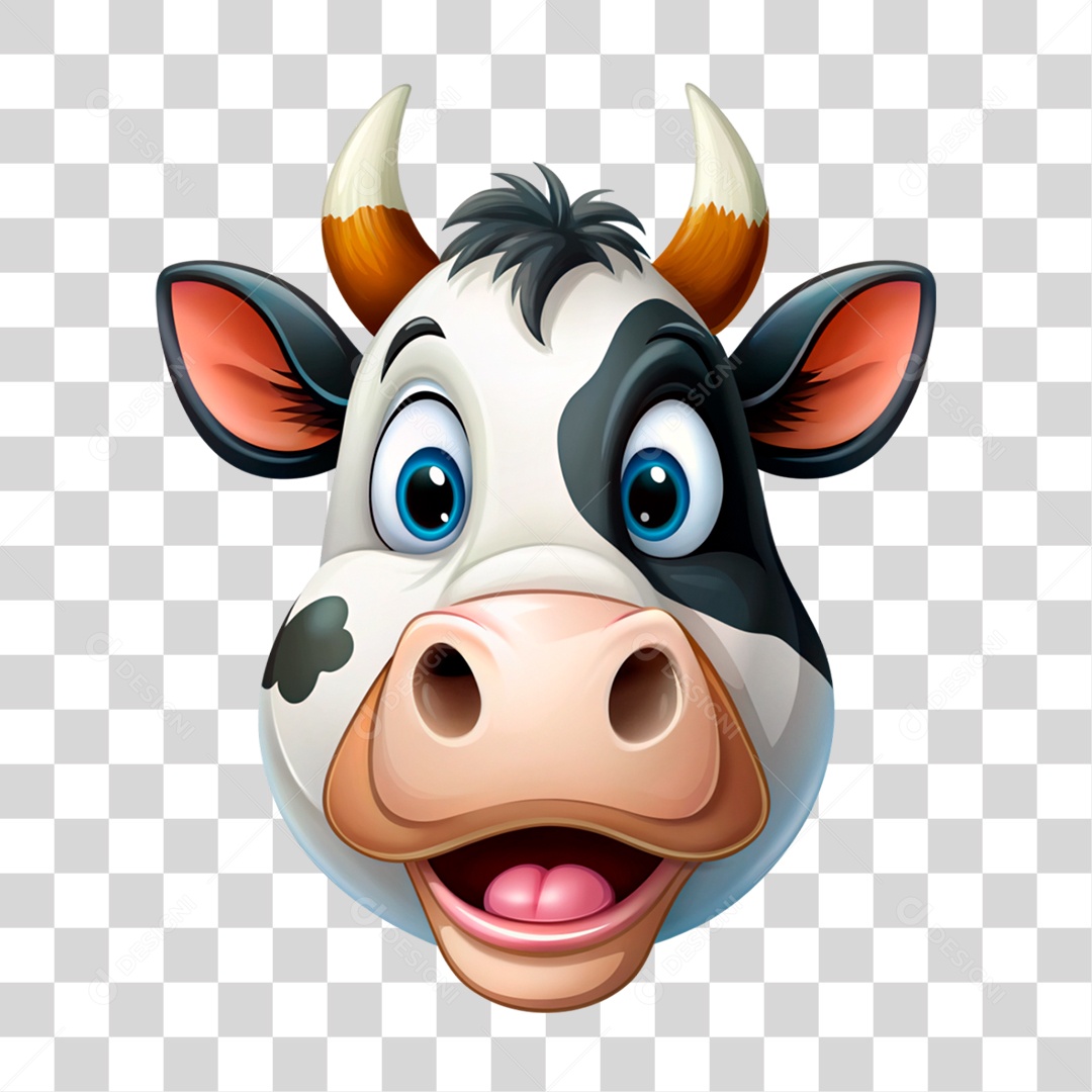 Mascote 3D Vaca Pintada PNG Transparente