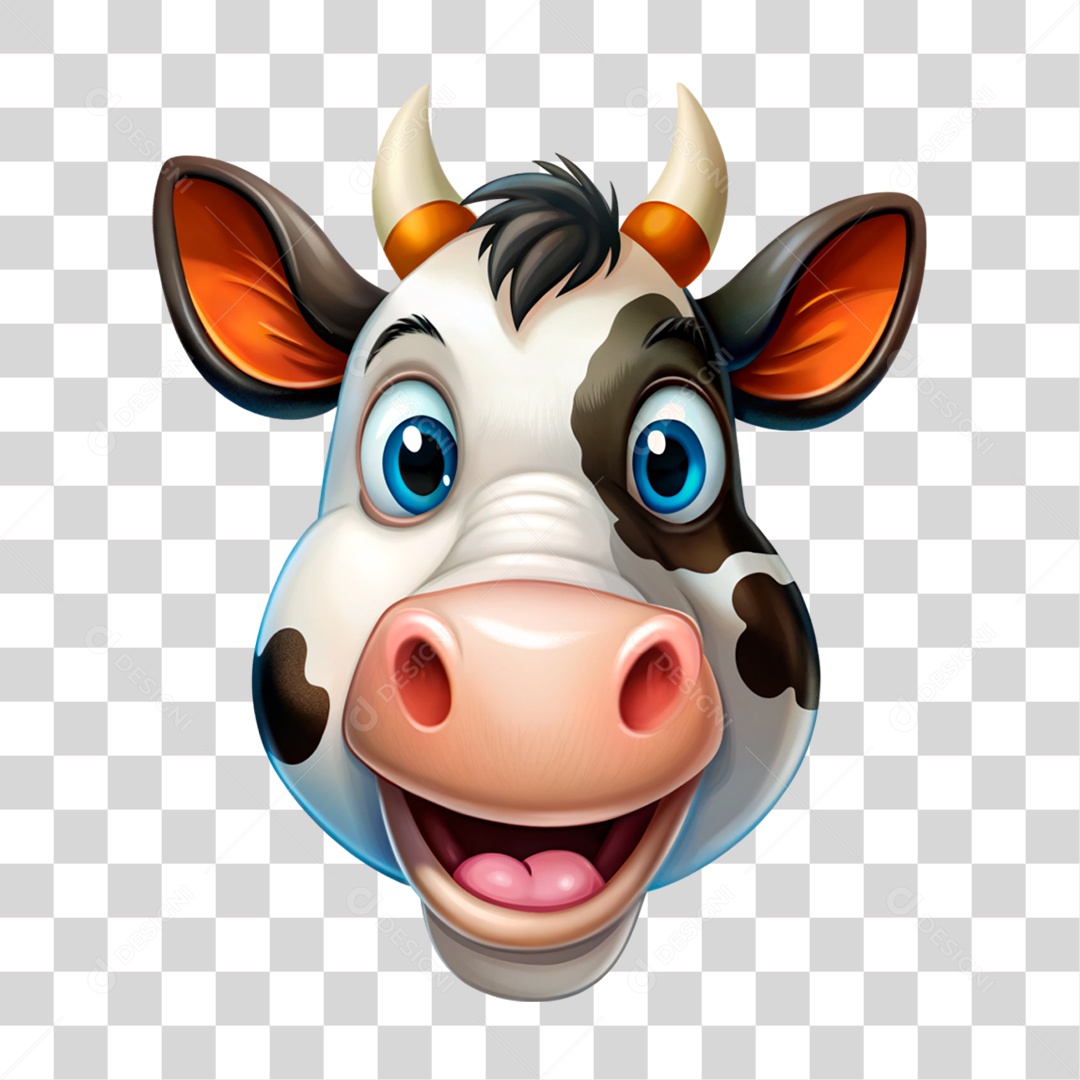Mascote 3D Vaca Pintada PNG Transparente