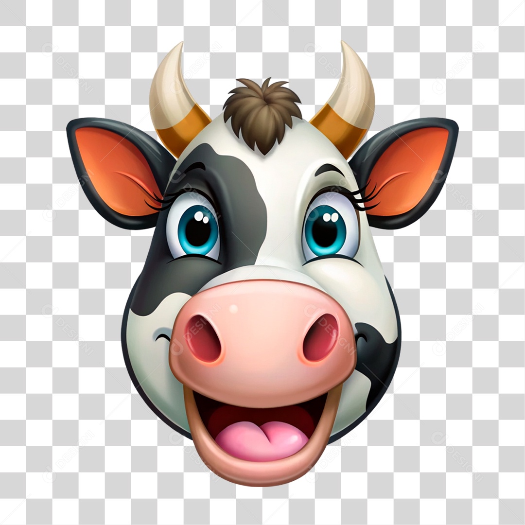 Mascote 3D Vaca Pintada PNG Transparente