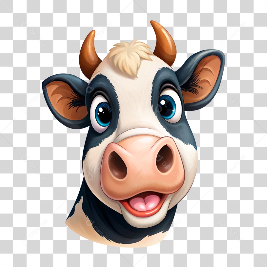 Mascote 3D Vaca Pintada PNG Transparente
