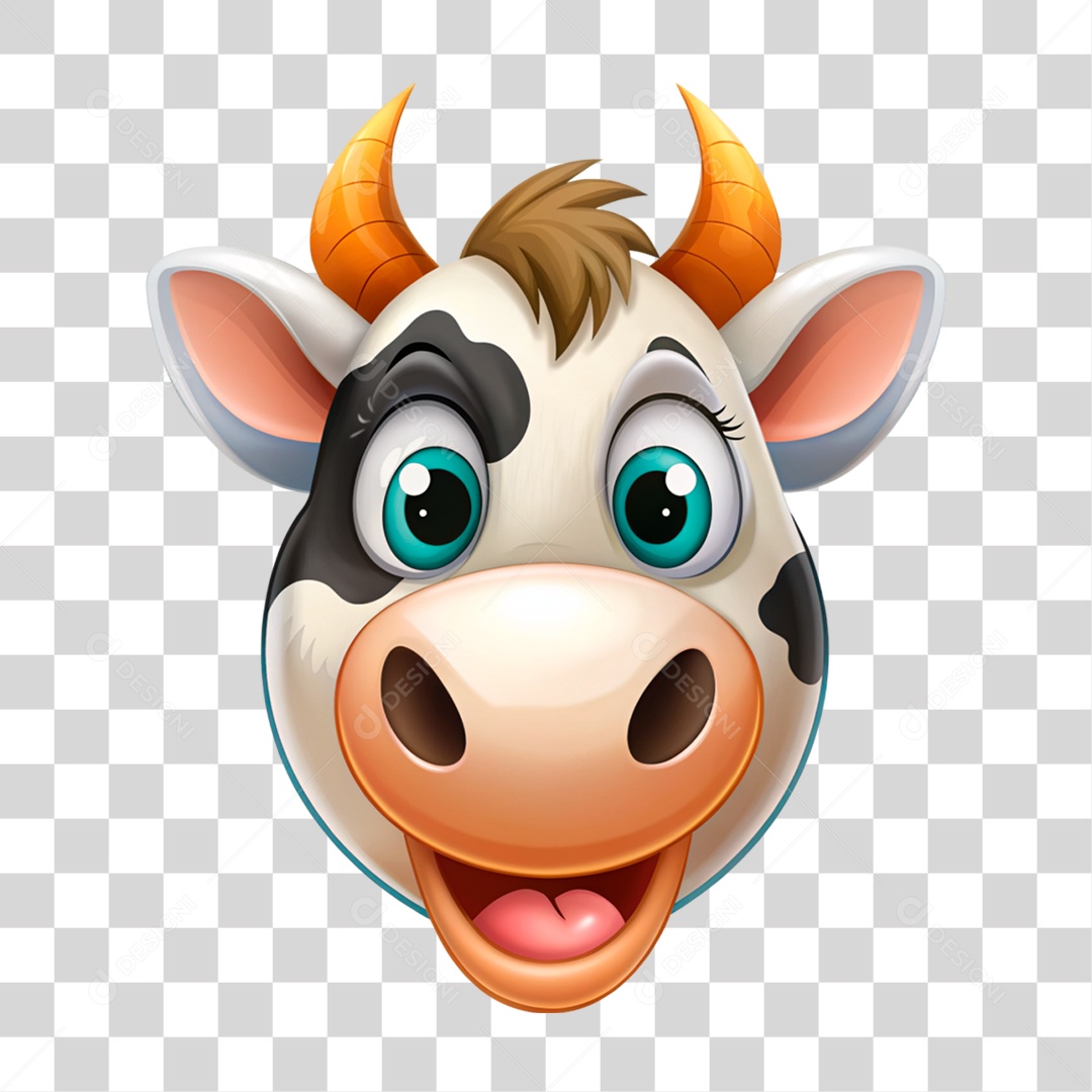 Mascote 3D Vaca Pintada PNG Transparente