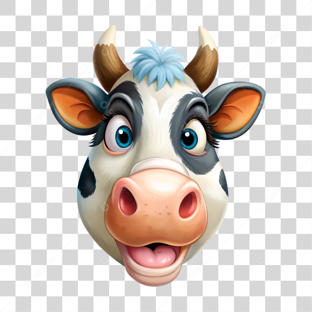 Mascote 3D Vaca Pintada PNG Transparente