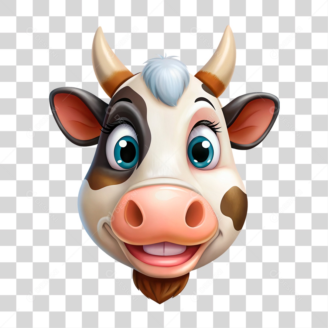 Mascote 3D Vaca Pintada PNG Transparente