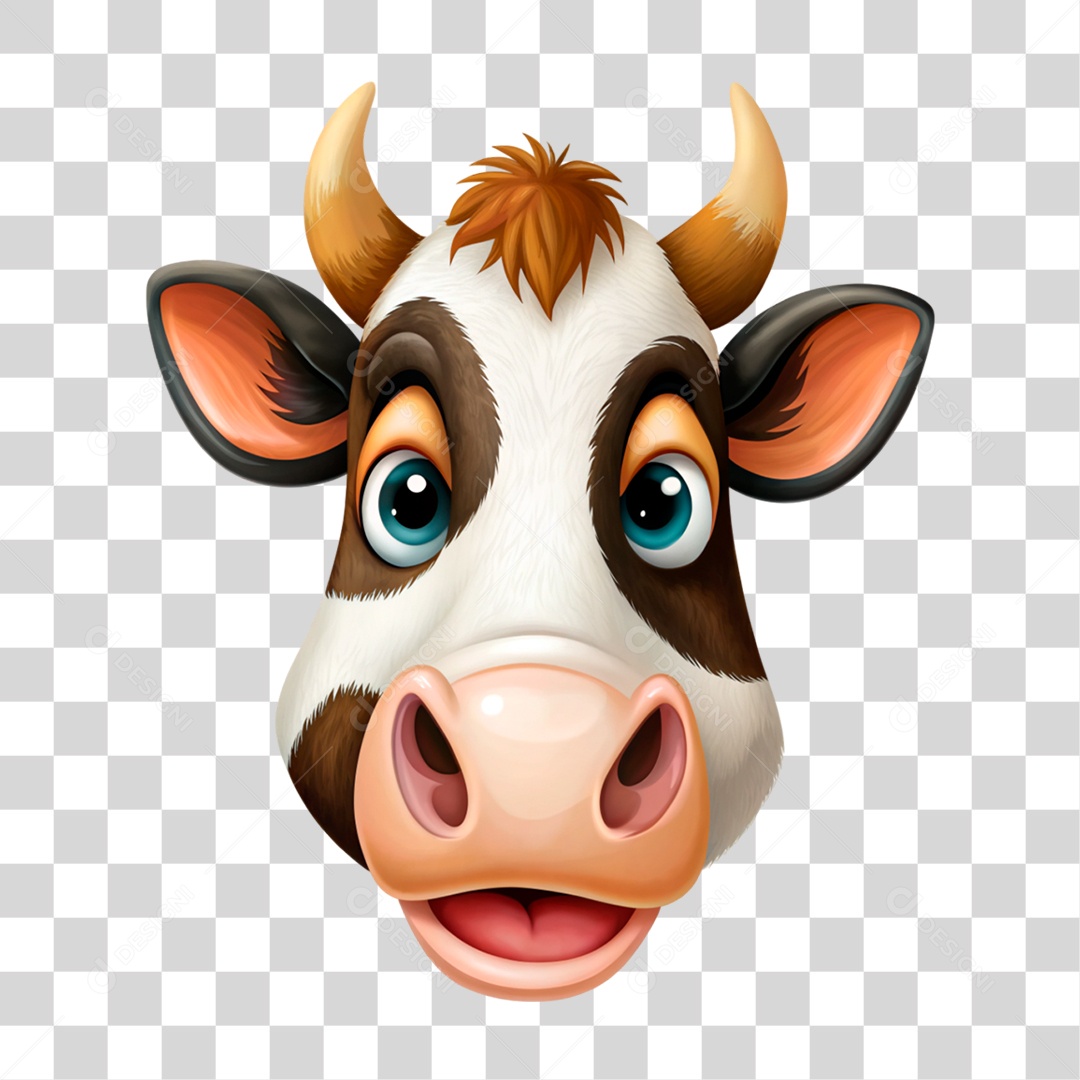 Mascote 3D Vaca Pintada PNG Transparente