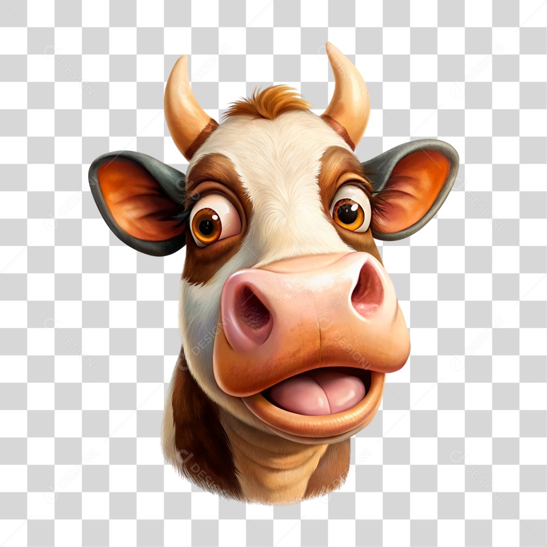 Mascote 3D Vaca Pintada PNG Transparente