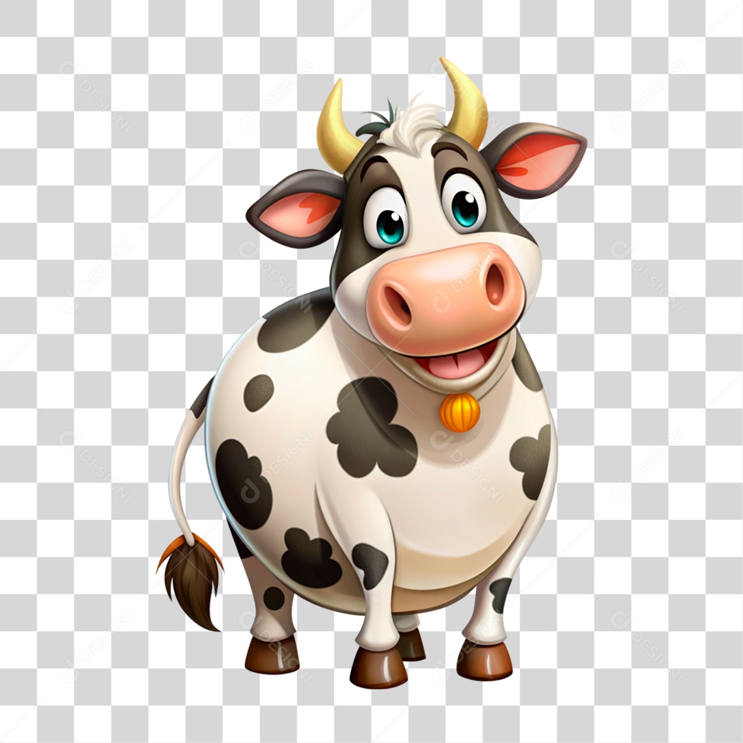 Mascote 3D Vaca Pintada PNG Transparente
