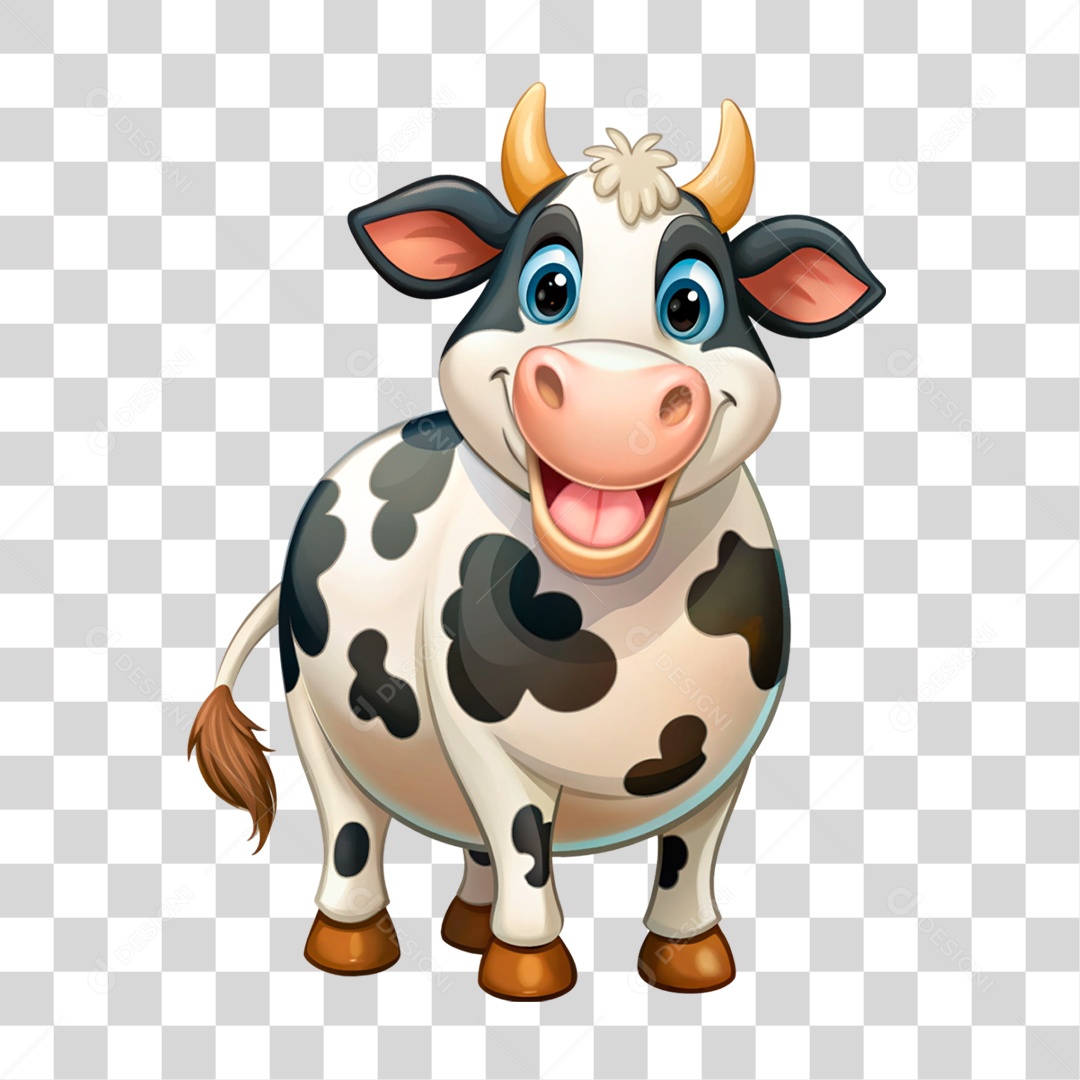 Mascote 3D Vaca Pintada PNG Transparente