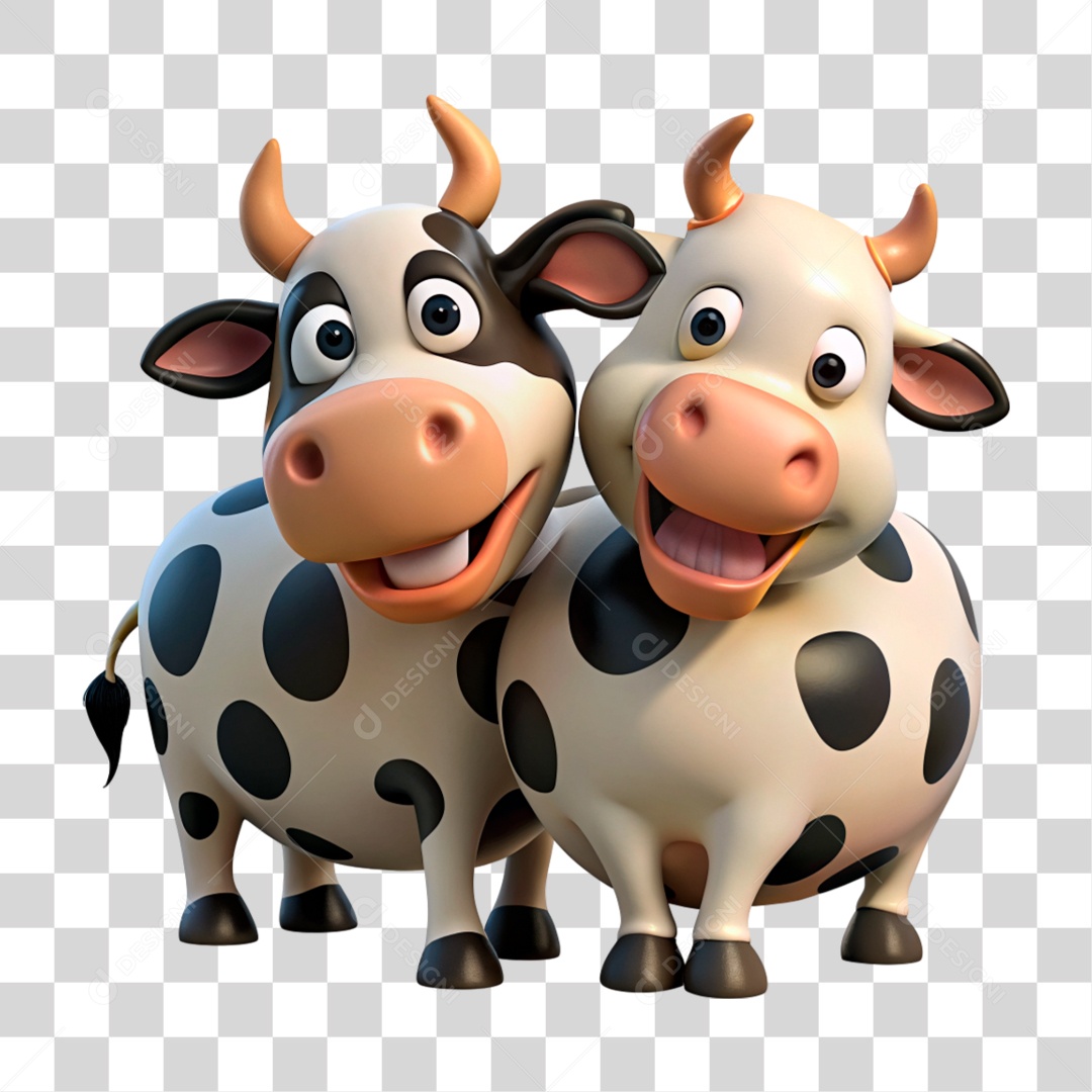 Mascote 3D Vacas Pintada PNG Transparente