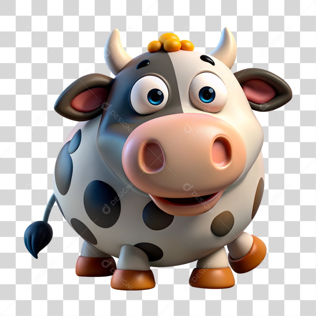 Mascote 3D Vaca Pintada PNG Transparente