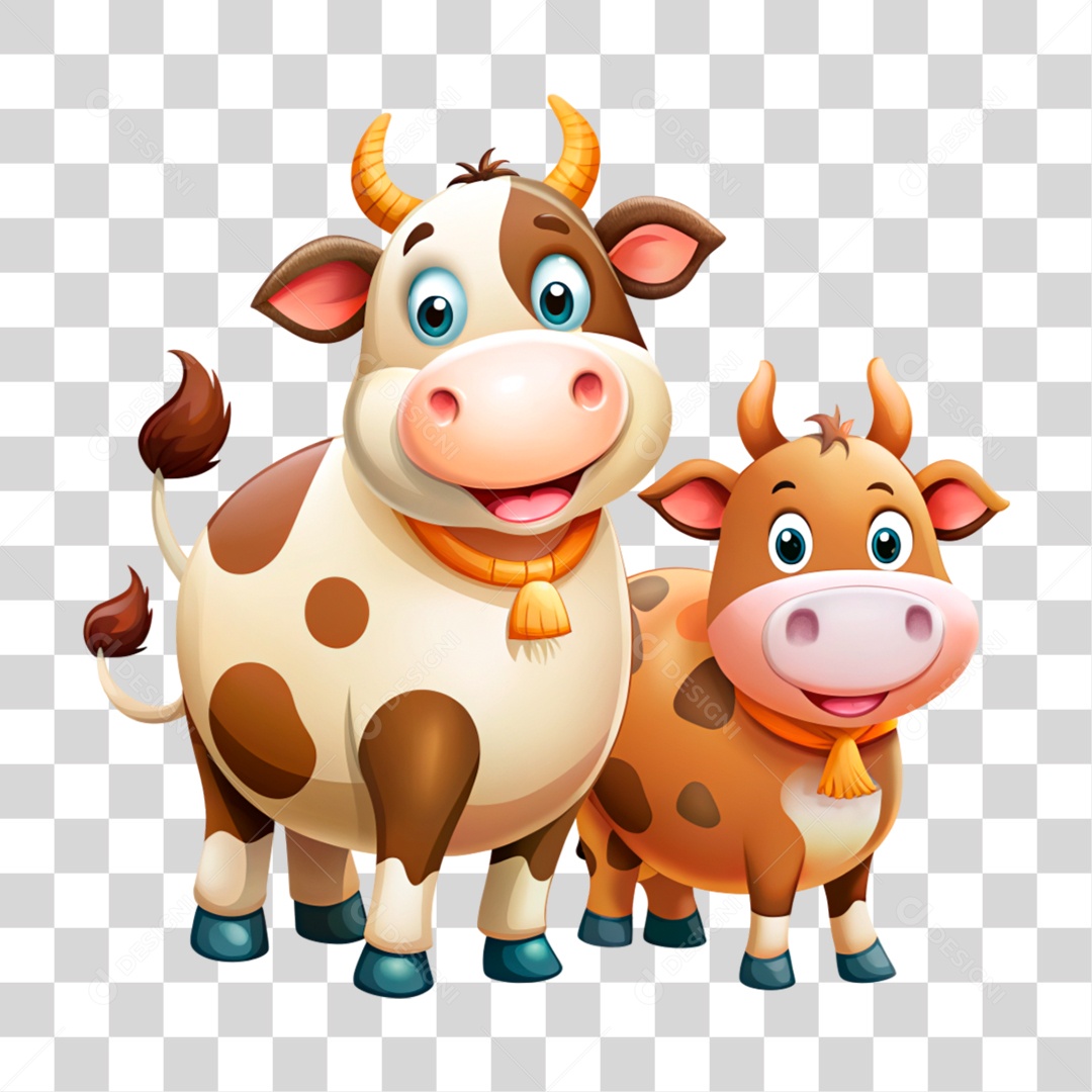Mascote 3D Vacas Pintada PNG Transparente