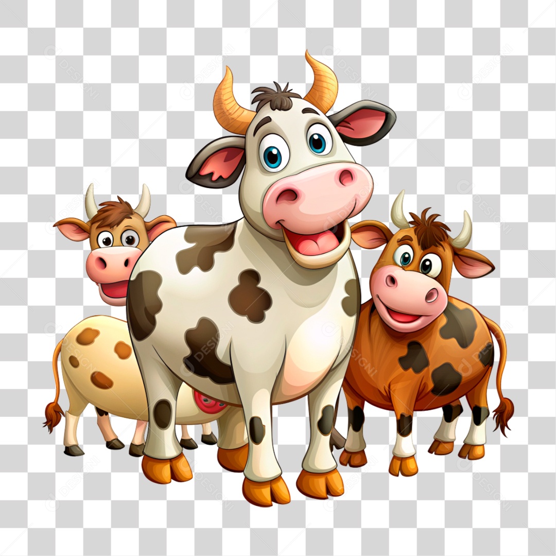 Mascote 3D Vacas Pintada PNG Transparente