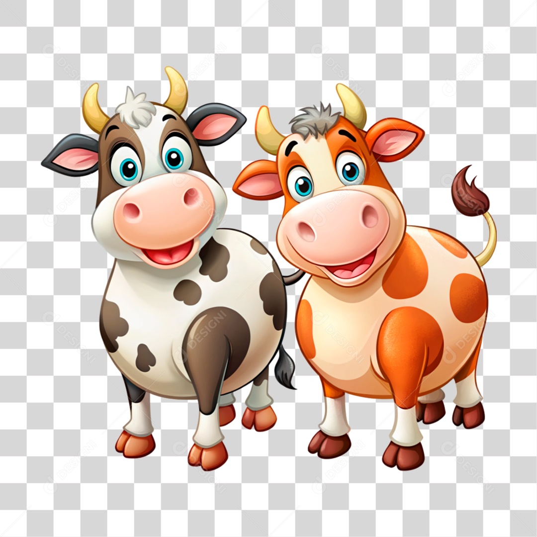 Mascote 3D Vacas Pintada PNG Transparente
