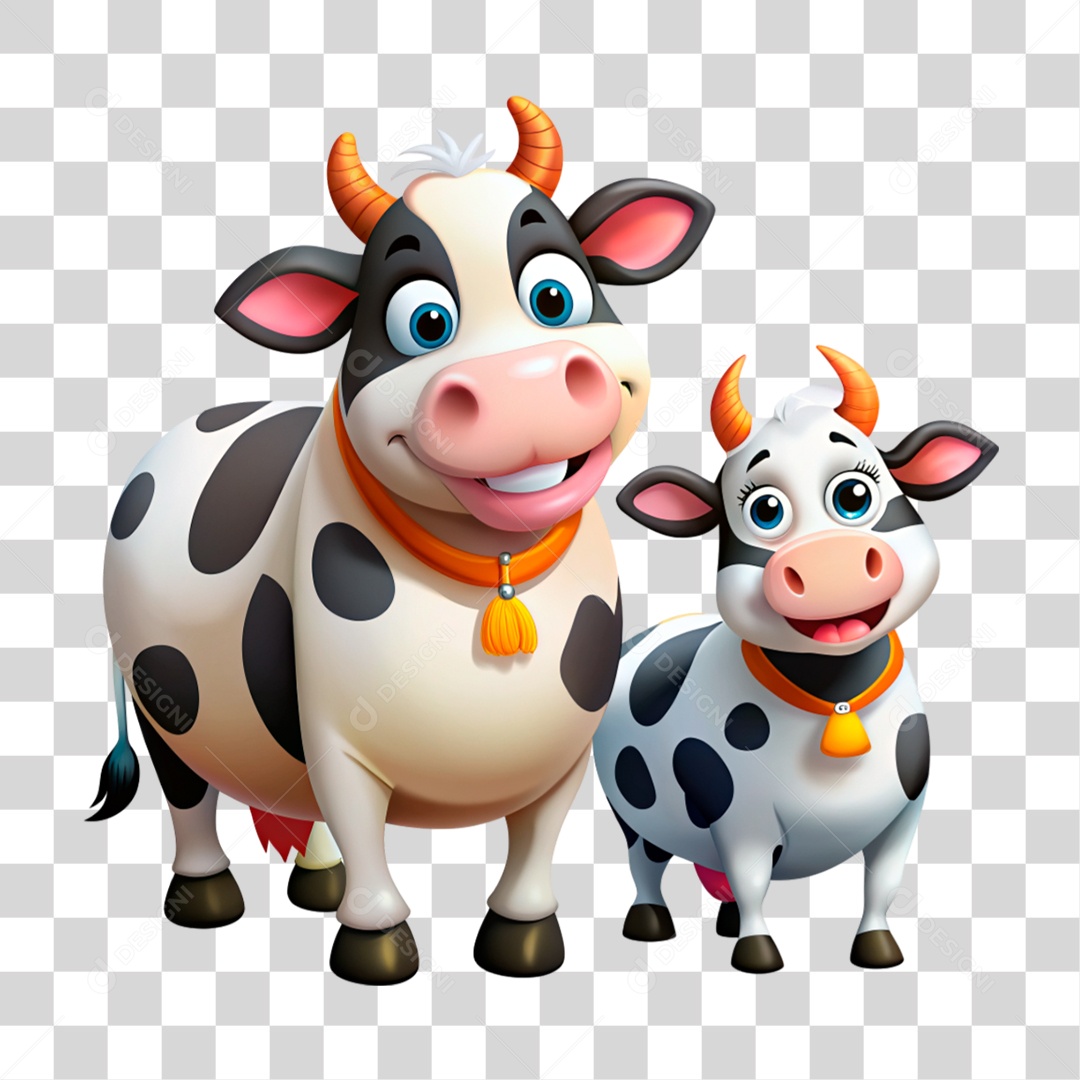 Mascote 3D Vacas Pintada PNG Transparente