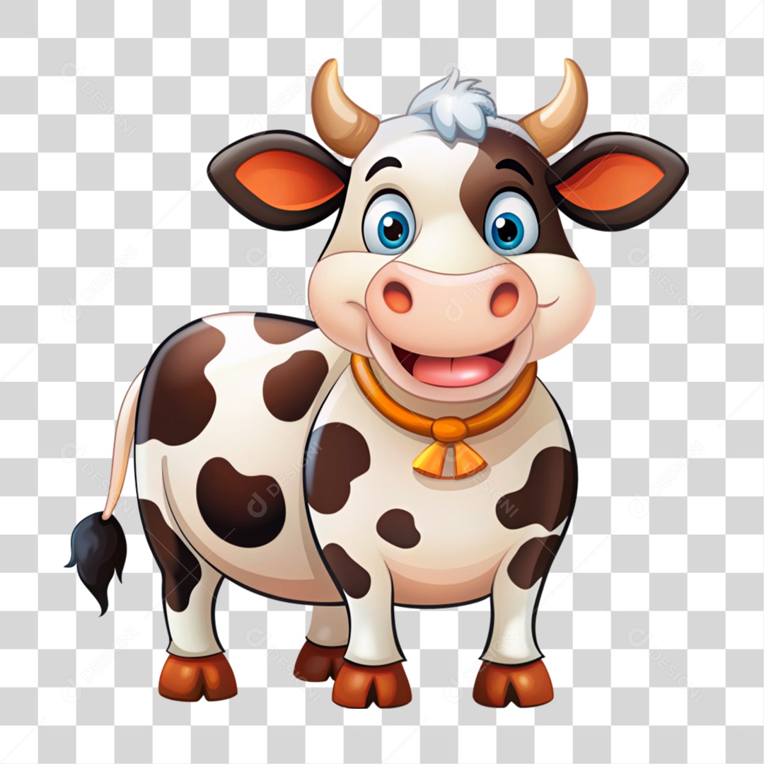 Mascote 3D Vaca Pintada PNG Transparente