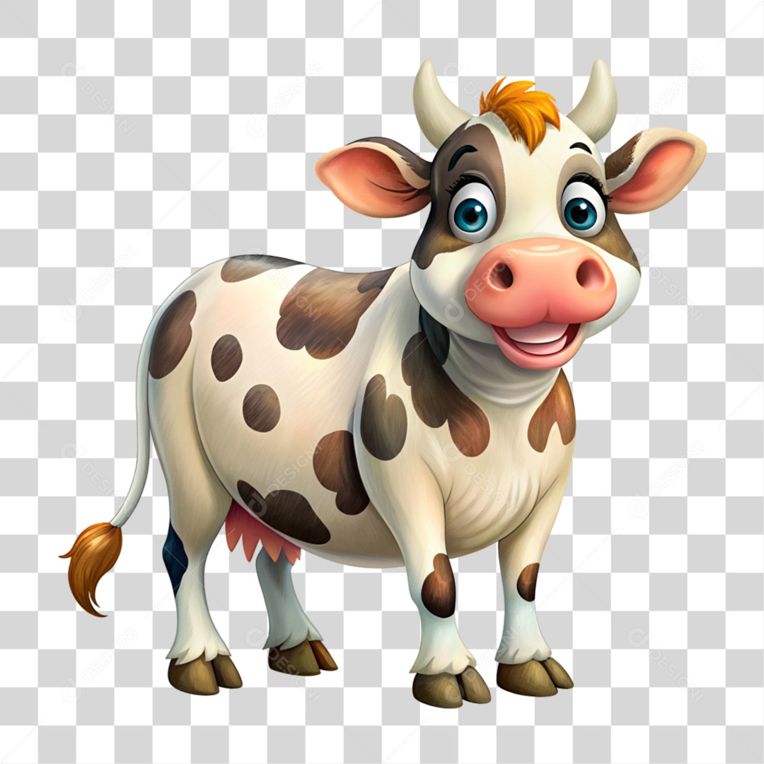 Mascote 3D Vaca Pintada PNG Transparente