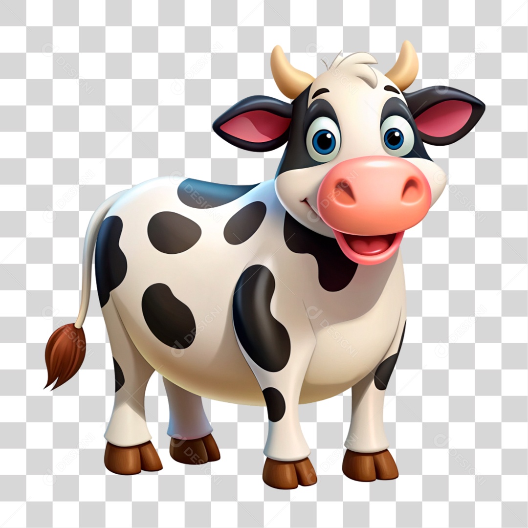 Mascote 3D Vaca Pintada PNG Transparente