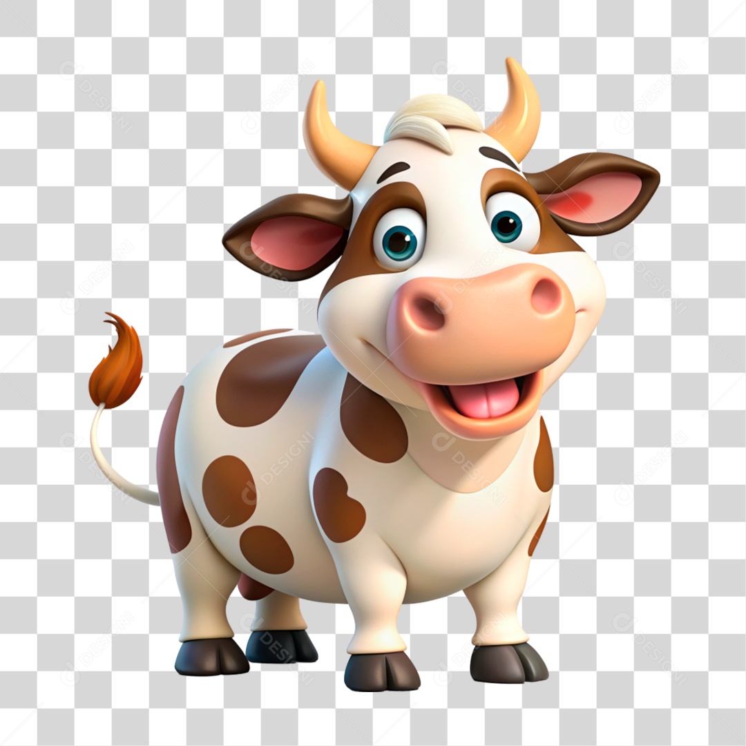 Mascote 3D Vaca Pintada PNG Transparente