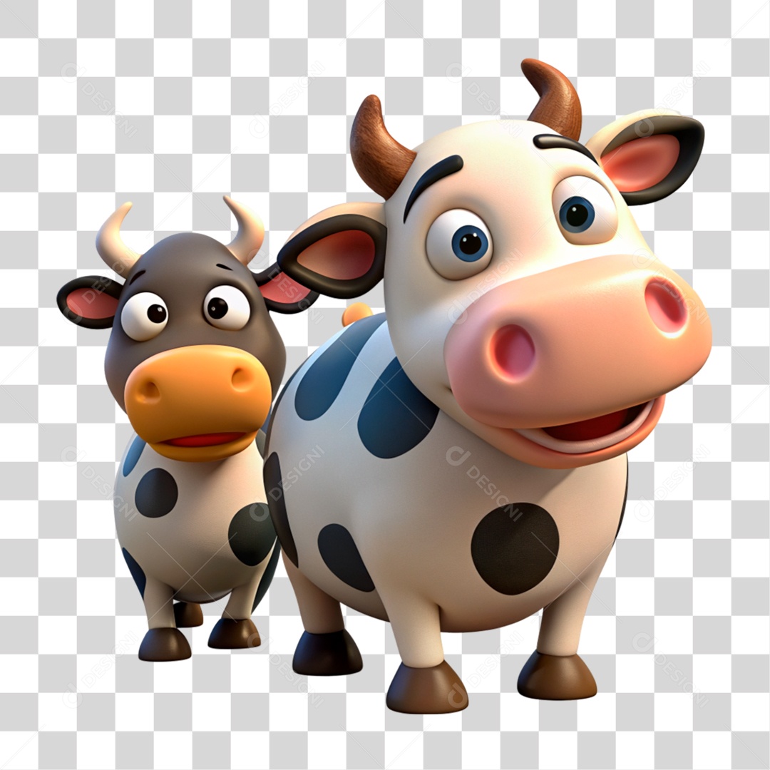 Mascote 3D Vacas Pintada PNG Transparente