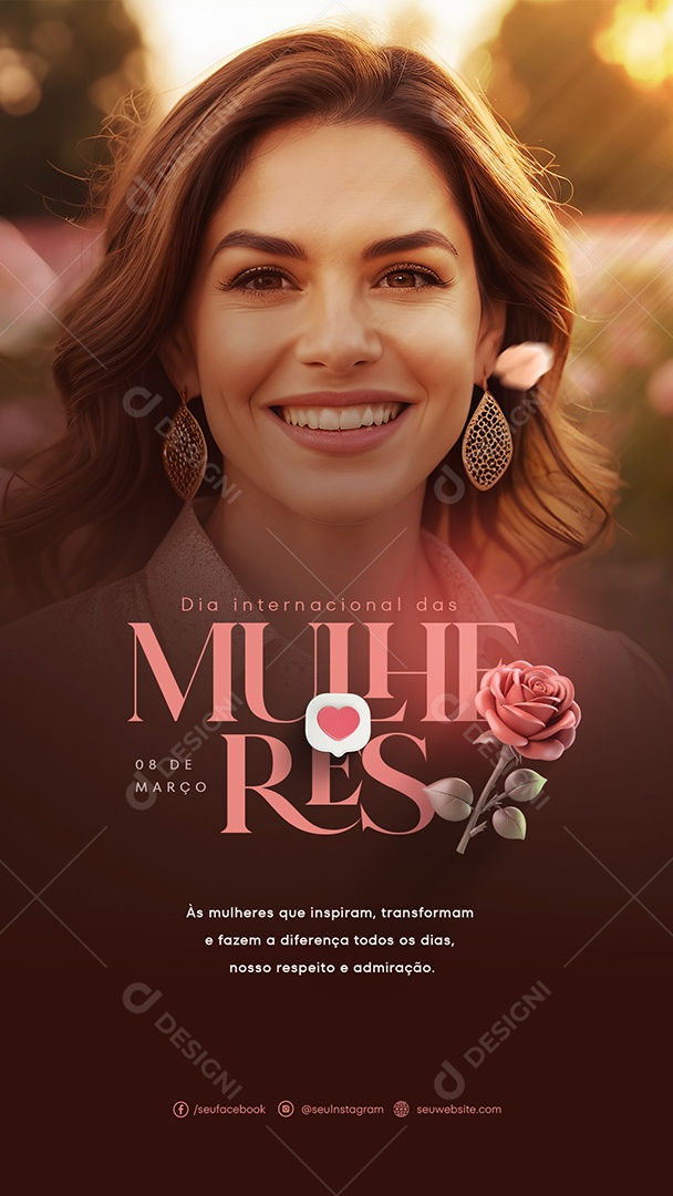 Story Dia Internacional das Mulheres 8 de Março que Inspiram Transforma Social Media PSD Editável