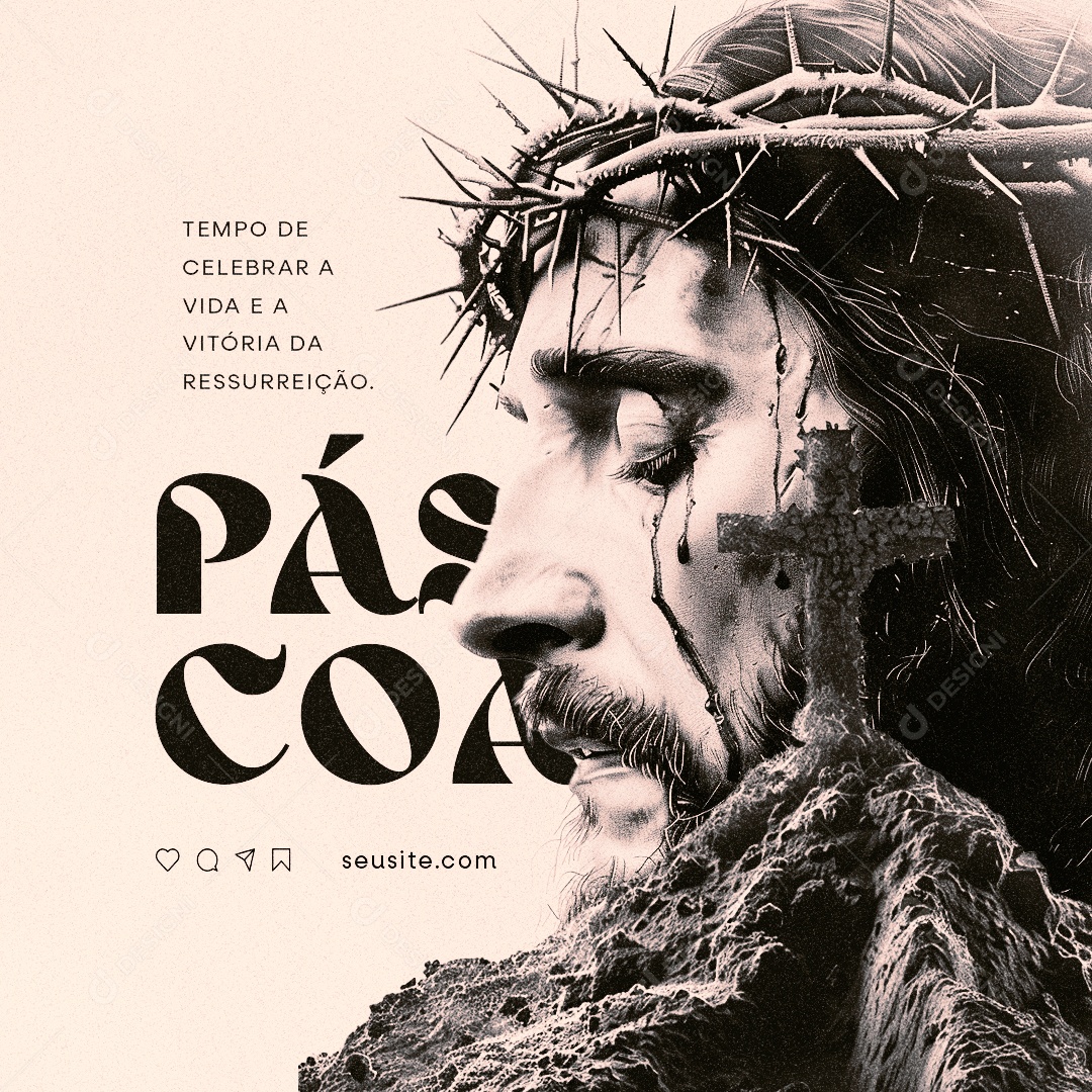 Páscoa tempo de celebrar a vida e a vitória da ressureição Social Media PSD Editável