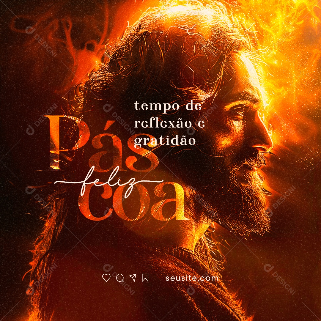 Feliz Páscoa tempo de reflexão e gratidão Social Media PSD Editável