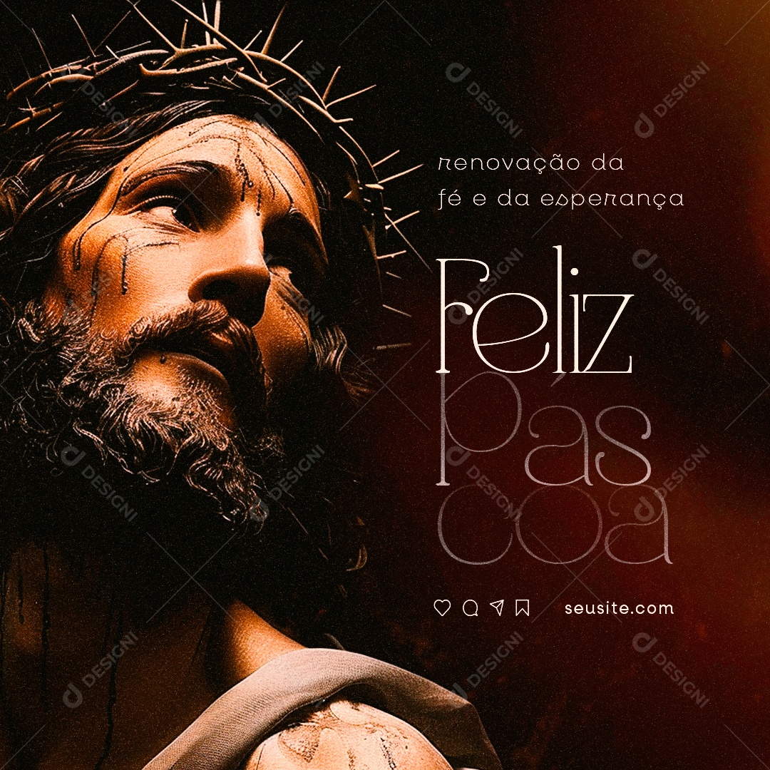 Feliz Páscoa renovação da fé e da esperança Social Media PSD Editável