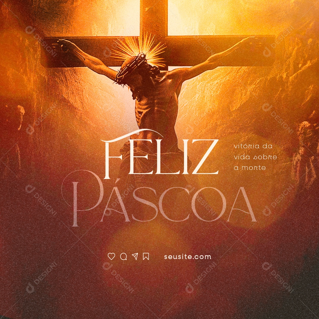 Feliz Páscoa Vitória da vida sobre a morte Social Media PSD Editável