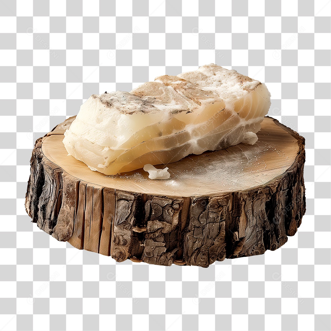 Peixe Bacalhau Salgado em Tábua de Madeira PNG Transparente