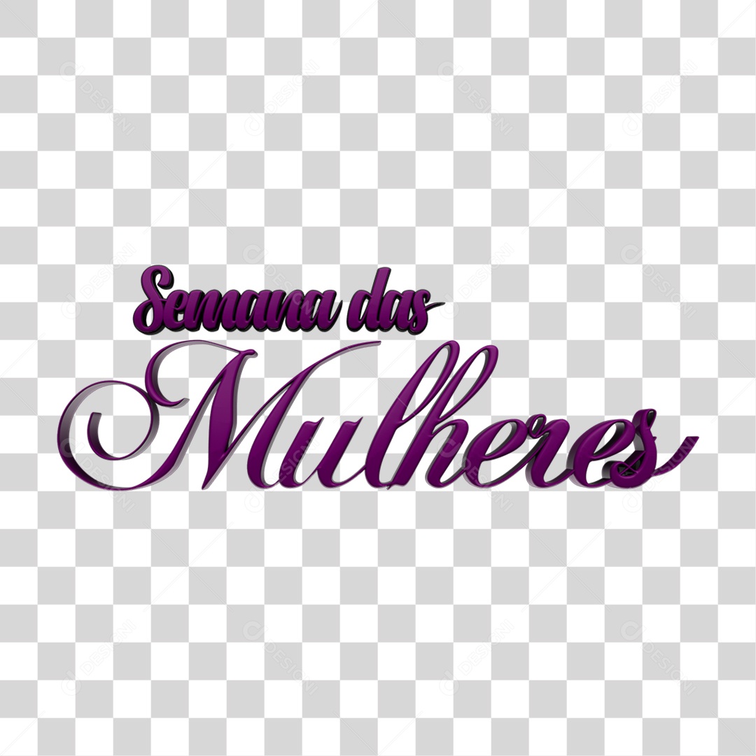 Texto 3D Semana das Mulheres PNG Transparente