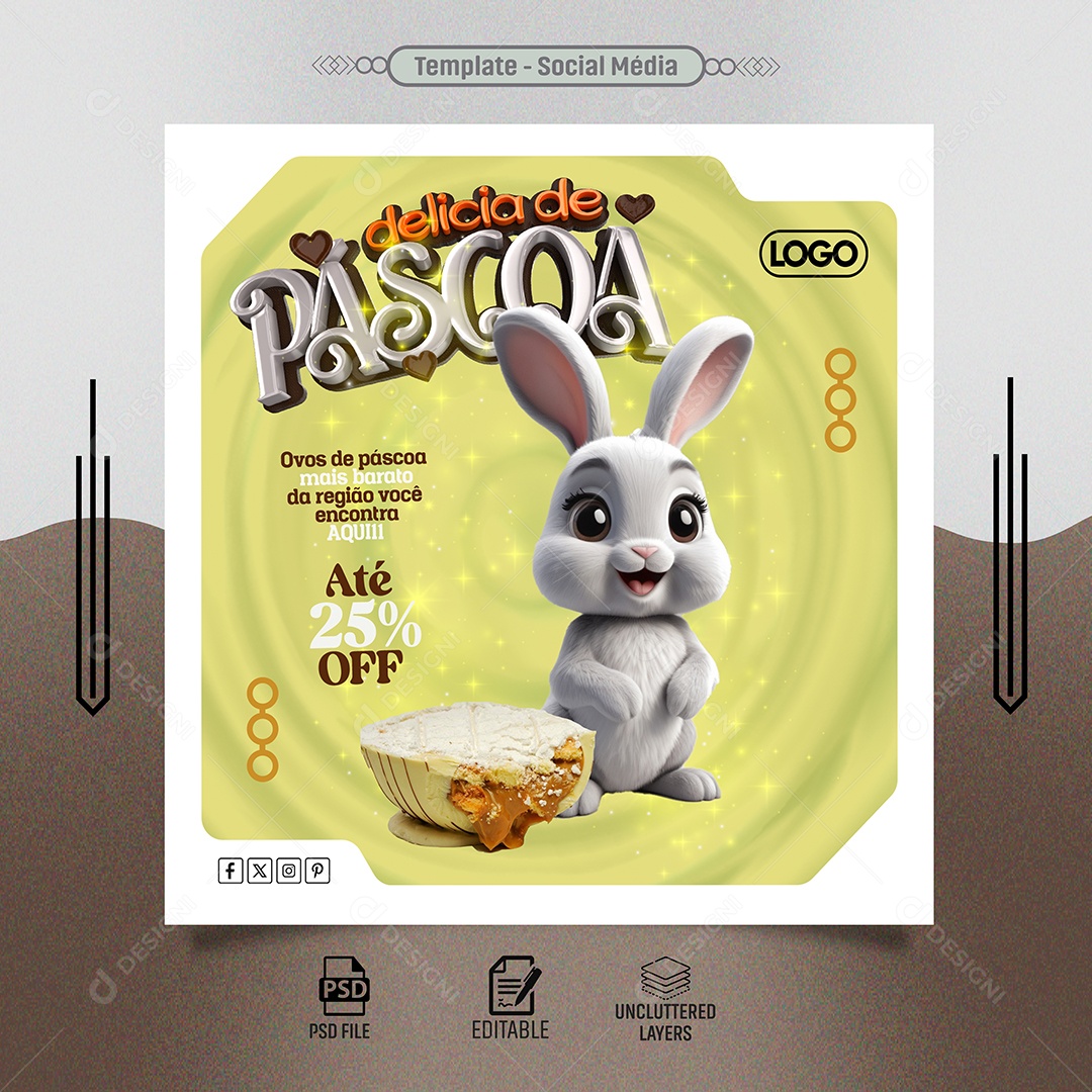 Feed Delicia de Páscoa Ovos mais Baratos da Região Social Media PSD Editável